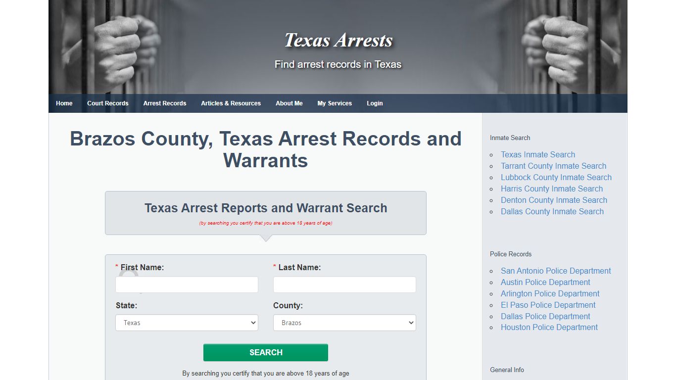 Brazos County, Texas Arrest Records and Warrants